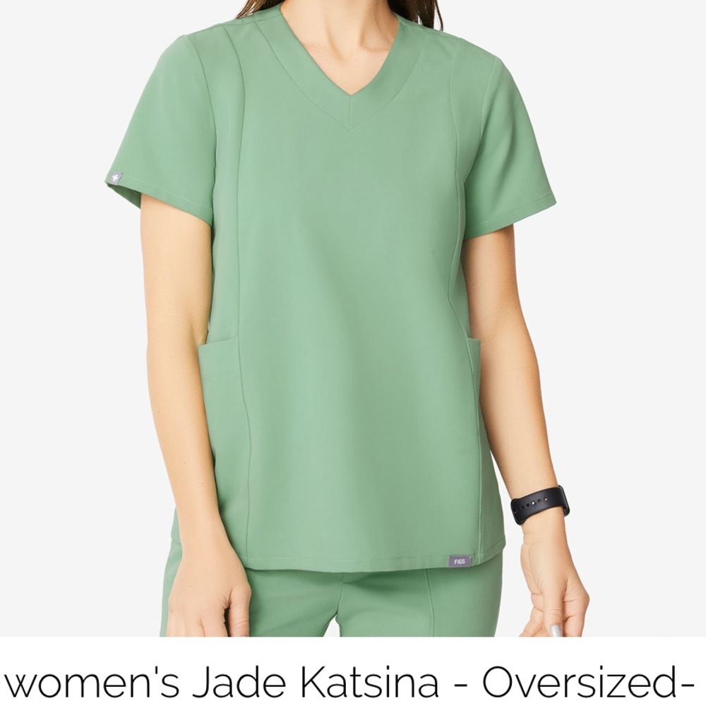 Figs Katsina oversized pocket scrub top in jade